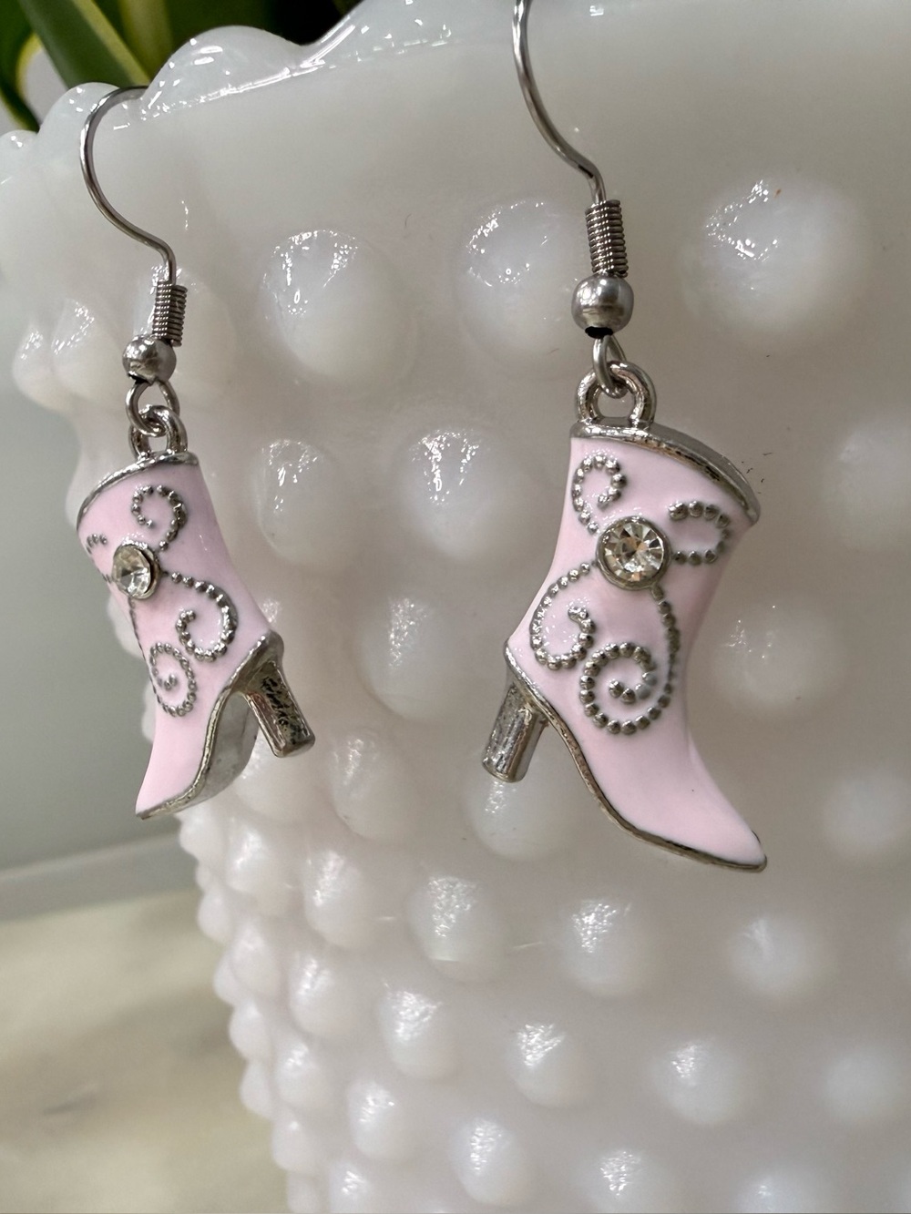 Pink Cowboy Boot Dangle Earrings - Brand Unknown